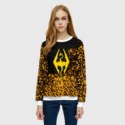 Женский свитшот Скайрим голд / 3D-Белый – фото 3