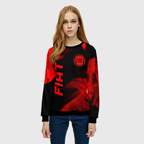 Женский свитшот Fiat - red gradient вертикально / 3D-Черный – фото 3
