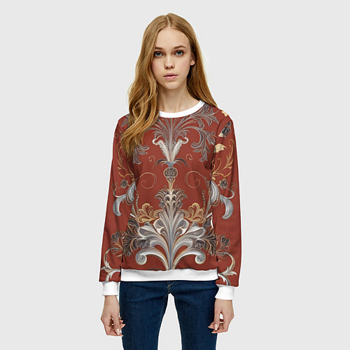 Женский свитшот Изысканный орнамент ковер / 3D-Белый – фото 3