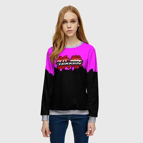 Женский свитшот Tekken розовая геометрия / 3D-Меланж – фото 3