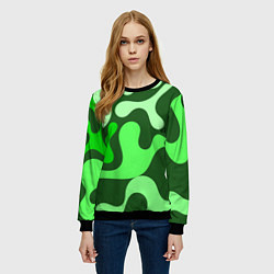 Свитшот женский Камуфляж зеленый крупный, цвет: 3D-черный — фото 2