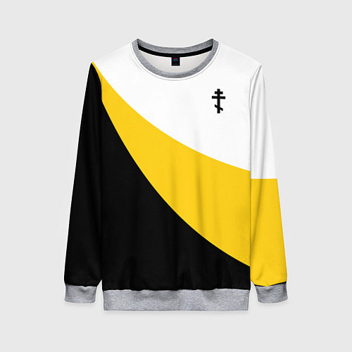 Женский свитшот Сокрушу пред ним врагов его малый черный крест Ник / 3D-Меланж – фото 1