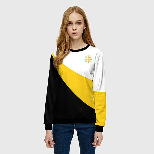 Женский свитшот Сокрушу пред ним врагов его малая желтая Ника 2 Ни / 3D-Черный – фото 3