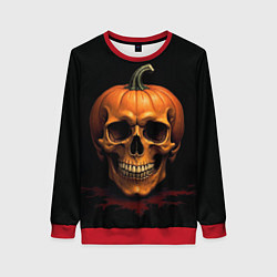Свитшот женский Череп-тыква для Хэллоуина, цвет: 3D-красный