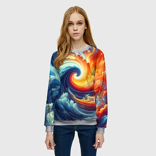 Женский свитшот Космическое завихрение - инь янь / 3D-Меланж – фото 3