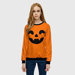 Свитшот женский Весёлая тыква верх, цвет: 3D-черный — фото 2