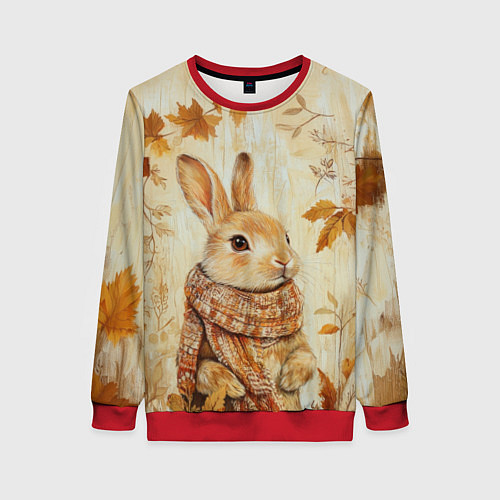 Женский свитшот Зайчик в шарфе / 3D-Красный – фото 1