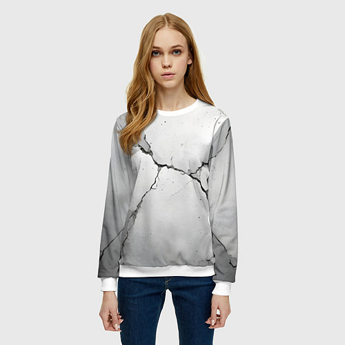 Женский свитшот Растрескавшийся бетон / 3D-Белый – фото 3