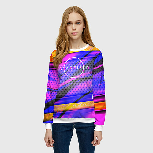 Женский свитшот Starfield geometry game / 3D-Белый – фото 3