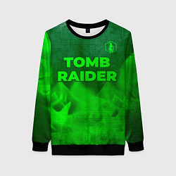 Свитшот женский Tomb Raider - green gradient посередине, цвет: 3D-черный