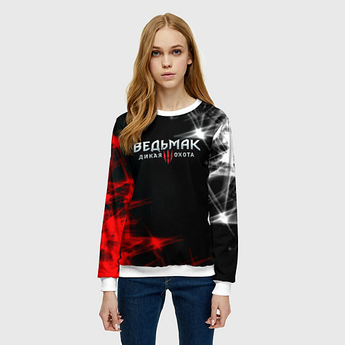 Женский свитшот Ведьмак дым / 3D-Белый – фото 3