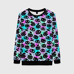 Женский свитшот Halloween - тыквы на неоновом фоне