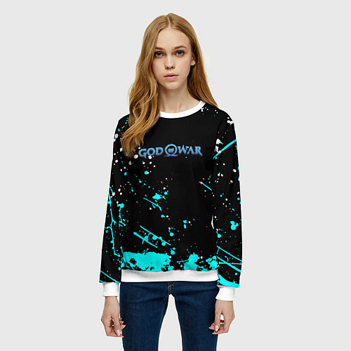 Женский свитшот God of war краски всплеск / 3D-Белый – фото 3