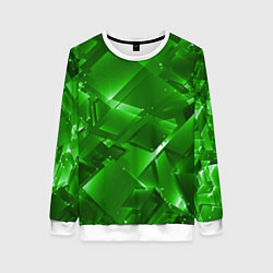 Женский свитшот Прозрачная изумрудная геометрия