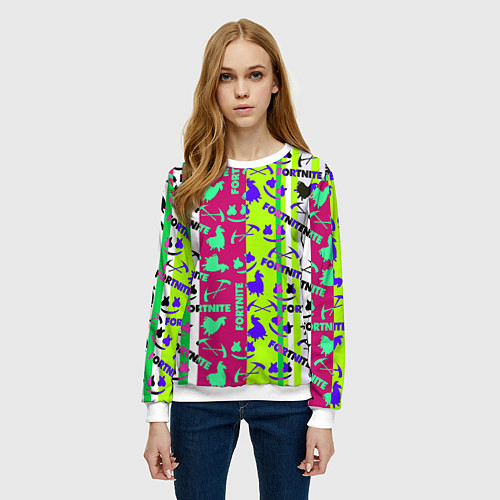 Женский свитшот Fortnite epic pattern / 3D-Белый – фото 3