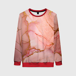 Женский свитшот Текстура розового мрамора с золотом