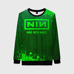 Свитшот женский Nine Inch Nails - green gradient, цвет: 3D-черный