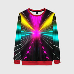 Свитшот женский Неоновые лучи текстура, цвет: 3D-красный