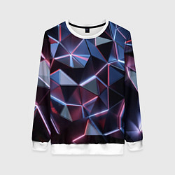 Свитшот женский Неоновые геометрические плиты, цвет: 3D-белый