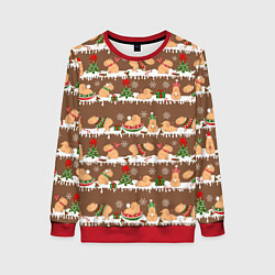 Женский свитшот Капибары на Новый год и Рождество зимой