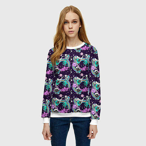 Женский свитшот Космические инопланетные монстры / 3D-Белый – фото 3
