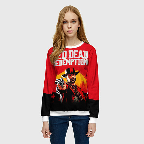 Женский свитшот Red Dead Redemption - cowboys / 3D-Белый – фото 3