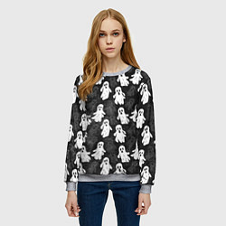 Свитшот женский Паттерн с призраками, цвет: 3D-меланж — фото 2