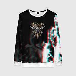 Свитшот женский Baldurs Gate glitch fire, цвет: 3D-белый