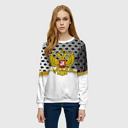 Свитшот женский Россия броня герб, цвет: 3D-белый — фото 2