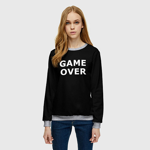 Женский свитшот Game over white logo / 3D-Меланж – фото 3