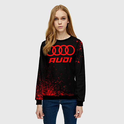 Женский свитшот Audi - red gradient / 3D-Черный – фото 3