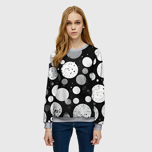 Женский свитшот Круги на темном фоне / 3D-Меланж – фото 3