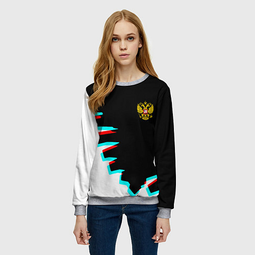 Женский свитшот Герб текстура глитч / 3D-Меланж – фото 3