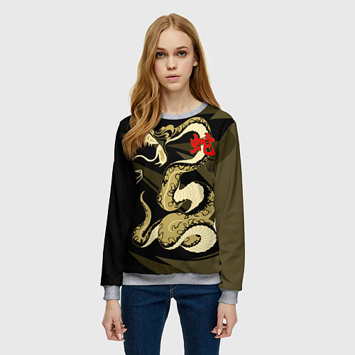 Женский свитшот Золотой удав / 3D-Меланж – фото 3