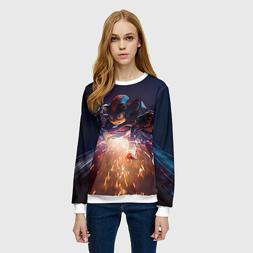 Женский свитшот Шэдоу на мотоцикле / 3D-Белый – фото 3