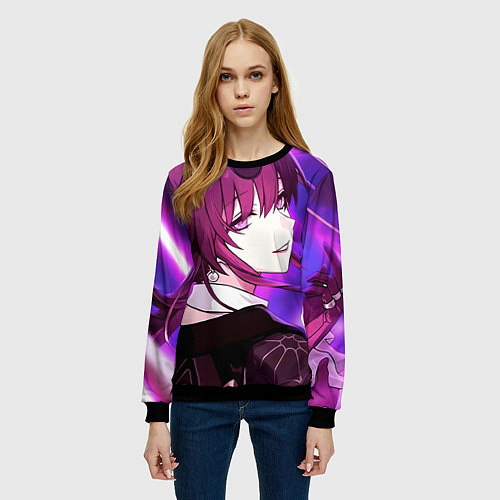 Женский свитшот Honkai Star Rail Kafka violet light / 3D-Черный – фото 3