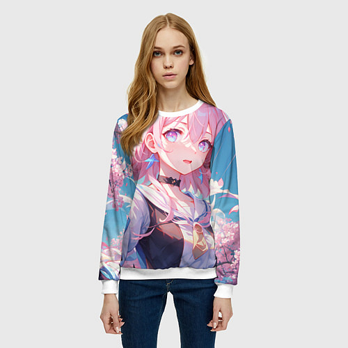 Женский свитшот Honkai Star Rail March 7th beauty / 3D-Белый – фото 3