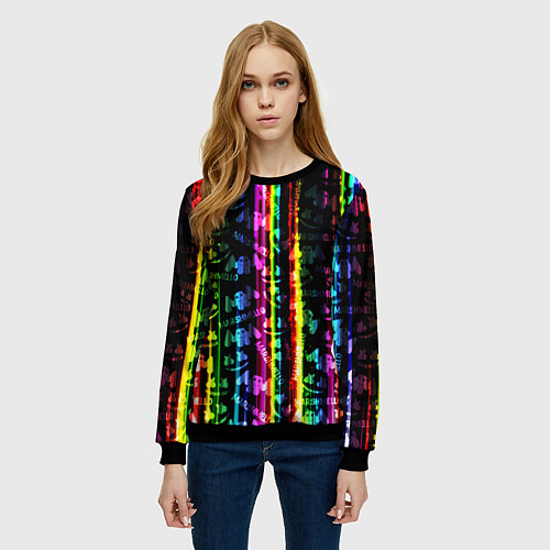 Женский свитшот Marshmello градиент / 3D-Черный – фото 3