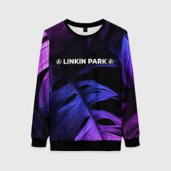 Свитшот женский Linkin Park 2024 neon monstera, цвет: 3D-черный