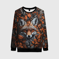 Свитшот женский Оранжевоглазый лис, цвет: 3D-черный