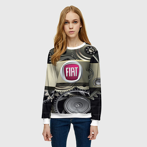 Женский свитшот FIAT logo motors / 3D-Белый – фото 3