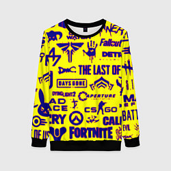 Женский свитшот Логотипы игр на жёлтом