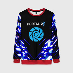 Свитшот женский Portal 2 неоновая текстура, цвет: 3D-красный