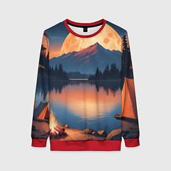 Женский свитшот Костер на берегу озера