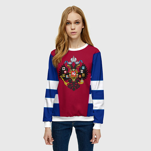 Женский свитшот Российская империя геометрия / 3D-Белый – фото 3