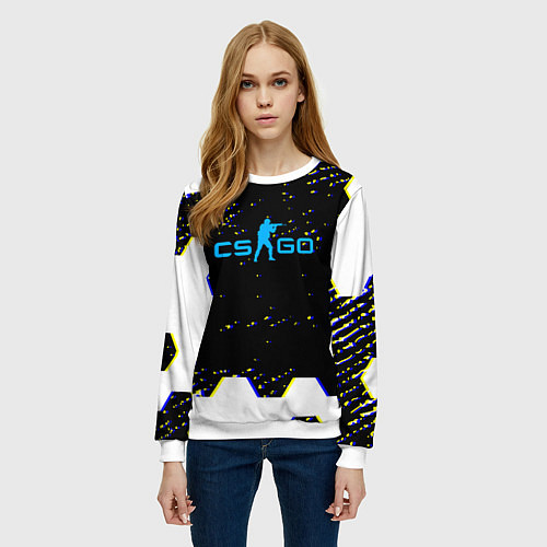 Женский свитшот CS соты абстракция / 3D-Белый – фото 3