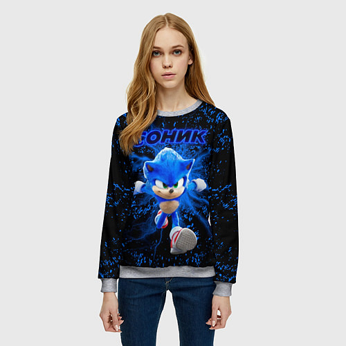 Женский свитшот Sonic молнии / 3D-Меланж – фото 3