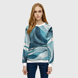Свитшот женский Океан абстракция волны, цвет: 3D-белый — фото 2