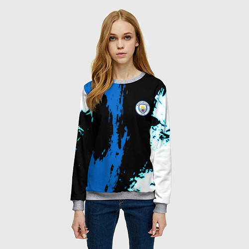 Женский свитшот Манчестер сити краски абстрактные / 3D-Меланж – фото 3