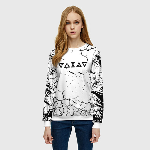 Женский свитшот Ведьмак трещины в земле / 3D-Белый – фото 3